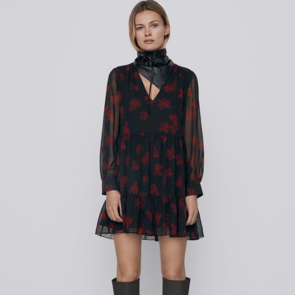 SOLD, Don't BUY! NWT Zara Ruffled Print Dress